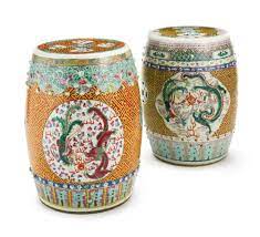 A Pair Of Chinese Famille Rose Porcelain Garden Seats 20th Century Lot Chinese Art Porcelain Chinese Decor