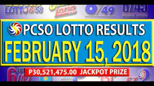 Pcso Lotto Results January 15 2018 6 49 6 42 6d Swertres Ez2 L Lotto Results Lotto Jackpot