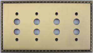 Classic Accents Inc Egg Dart Antique Brass Four Gang Push Button Light Switch Plate