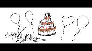 Draw an oval for the middle level of the cake. Happy Birthday Cake Drawing Easy