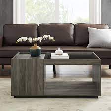 Maybe you would like to learn more about one of these? Walker Edison Talia 40 Glass Top Storage Coffee Table Slate Grey Bbf40talctsg Best Buy
