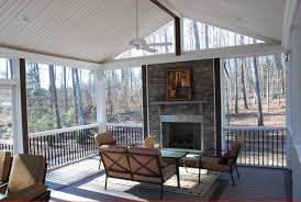 Rock Fireplace On A Screened In Porch Ideas For Redoing My Back Deck House With Porch Porch Fireplace Porch Design
