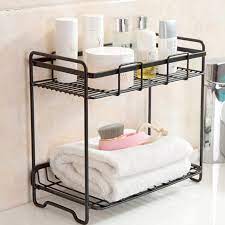 Folding construction for optimal storage when not in use. 2 Tier Table Standing Rack Kitchen Bathroom Shelf Countertop Storage Organizer Black Buy At The Price Of 16 80 In Aliexpress Com Bathroom Shelves Countertop Storage Kitchen Shelves Organization