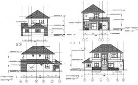 Detail of elevation housing plan autocad file, west elevation detail, south elevation detail, east elevation detail, north elevation detail, dimension detail, naming detail, leveling detail, landscaping detail in tree and plant detail, furniture detail in door and window detail, hidden line detail. 2 Storey Bungalow Design In Autocad In 2021 Bungalow Design Two Storey House House Design