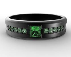 Black And Green Wedding Band Pin On Rings