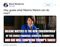 Your shamelessness knows no bounds, rep. Maxine Waters Is Set To Take Leadership Position Could Subpoena Trump S Tax Returns