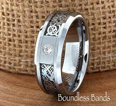Celtic Dragon Ring Celtic Diamond Ring Mens Tungsten Ring Etsy In 2020 Wedding Ring Diamond Band Rings For Men Tungsten Mens Rings