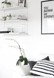 Black And White Interior Design With Plants Monochrome With Wood And Green Plants Studio Anu Reinson Monochrome Interior Interior Nordic Living Room