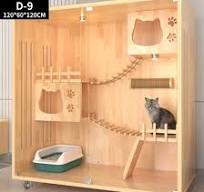 Factory Solid Wood Large Space Cat House Wooden Cat Villa