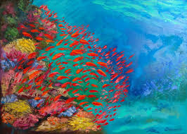 Coral reef art print, colorful beach wall decor, vintage nautical art, sea life poster, ocean floor painting, starfish trepang marine art ogxdecor 4.5 out of 5 stars (26) sale price $7.77 $ 7.77 $ 12.95 original price $12.95 (40% off. Abstract Underwater Seascape Coral Reef By Olga Nikitina 2020 Painting Oil On Canvas Singulart