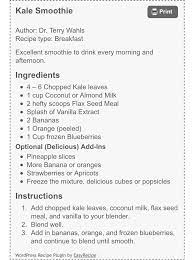 Dr Terry Wahls Kale Smoothie Courtesy Of Terrywahls Com Kale Smoothie Cancer Fighting Smoothies Recipes Wahls Diet