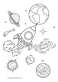 What's your space favorite movie? Https Coloring 4kids Com Space Coloring Pages For Kids With Rocket Printable Free