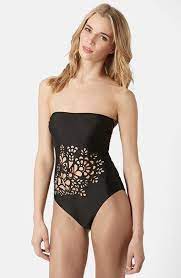 Topshop Lasercut Strapless Swimsuit Nordstrom Strapless Swimsuit Swimsuits Beach Wear Outfits