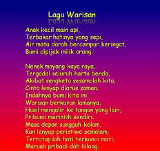 Anak kecil main api terbakar hatinya yang sepi air mata darah bercampur keringat bumi dipijak milik orang. Lagu Warisan Sabah