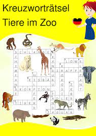 kreuzwortratsel zootiere tiere im zoo deutsch daf daz unterrichtsmaterial in den fachern daz daf sachunterricht zootiere zoo daf