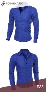 Men S Royal Blue Long Sleeve Slim Fit Dress Shirt Slim Fit Dress Shirts Fitted Dress Shirts Black Dress Shirt Men