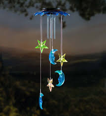 Solar Moons And Stars Mobile With Wind Chime Decorative Garden Accents Wind Chimes Solar Wind Chimes Moon Wind Chimes