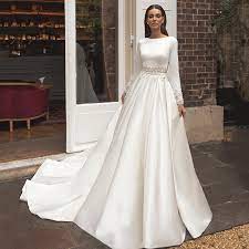 Get inspired with these stunning long sleeved wedding dresses for every bride! Eightree 2020 Bohemian Bridal Dresses Bateau Neck Appliqued Beaded Satin Wedding Dress Long Sleeves Backless Robe De Mariee Wedding Dresses Aliexpress