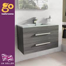 Modern sink, burl wood sink, petrified wood sink. Newton Dark Wood Effect Bathroom Vanity Unit Wall Storage White Glass Sink 800mm Ebay