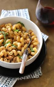 Pasta With Chicken Chorizo Whole Grain Mustard And Basil Climbing Grier Mountain Recipes Tasty Pasta Chicken Chorizo