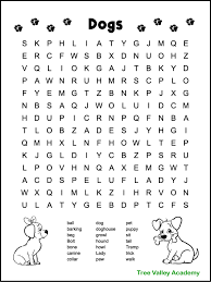 dog themed word search for kids tree valley academy