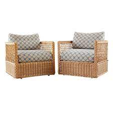 pair of mcguire rattan wicker lounge chairs with ottoman chairish wicker lounge chair wicker armchair rustic lounge chair