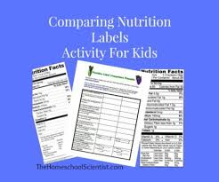 paring nutrition labels activity for