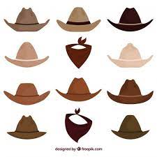 Set Of Cowboy Hats And Scarf Hats Cowboy Hats Hat Vector