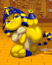 1girls animal crossing ankha ass ber00 big ass big breasts  breasts egyptian feline female female only fur nintendo one leg up slightly  chubby solo thick thighs video games wide