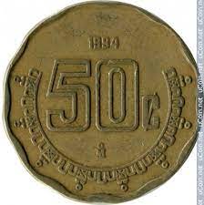 Two days later the devaluation of the peso dropped its estados unidos mexicanos the united states of mexico. 50 Centavos 1992 2009 Mexico Coin Value Ucoin Net