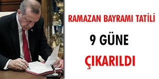 Ramazan bayramı tatili 3 haziran 2019 pazartesi günü saat 13.00'te başlayıp 6 haziran 2019 perşembe günü sona erecek. Ramazan Bayrami Tatili 9 Gun Oldu Memurlar Net