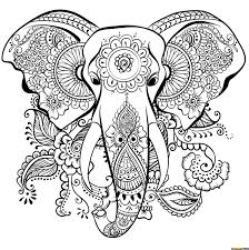 Adult coloring difficult of an elephant. Mandala Elephant Coloring Pages