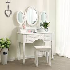 Ktaxon Dressing Table Makeup Desk Set 360 Rotation 3 Mirrors With 7 Drawers Bedroom Vanity White Walmart Com White Dressing Tables Dressing Room Decor Dressing Table Set