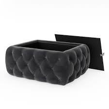 Black leather coffee table with storage. Dark Grey Velvet Storage Coffee Table With Glass Top Buttoned Clio Buyitdirect Ie
