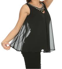 Siyah Sifon Hasir Kolyeli Bluz Moda Clothes Bluz