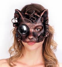 mechanical steampunk cat mask スチームパンクファッション 顔 絵 パンクファッション