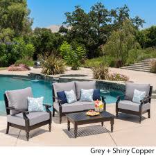 Weston Outdoor 4 Piece Aluminum Chat Set With Cushions By Christopher Knight Home Overstock 16688298