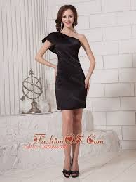Black Satin Column One Shoulder One Short Sleeves Stylish 2013 Prom Gowns Http Www Faceb Satin Cocktail Dress Classy Prom Dresses Beautiful Cocktail Dresses