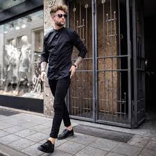 ❐ follow me ❐ twitter: Men S Black Long Sleeve Shirt Black Skinny Jeans Black Leather Derby Shoes Lookastic