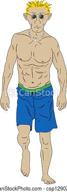 See more of spiky hair salon on facebook. Man In Bathing Suit A Cartoon Of A Well Muscled Tanned Man In A Blue Bathing Suit With Yellow Spiked Hair And Sunglasses Canstock