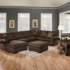 Stunning U Shaped Brown Sectional Sofa Design Inspiration In Grey Wall With Modern Furniture Wi Grey Walls Living Room Brown Living Room Decor Living Room Grey