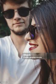 Stylish hipster couple of