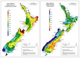 Sólo unas pocas especies de murciélagos y mamíferos marinos estaban presentes antes de la colonización por los humanos, y los únicos depredadores eran aves de presa que cazaban usando la vista. Nueva Zelanda Clima Mapa Mapa De Nueva Zelanda Climatico Australia Y Nueva Zelanda Oceania