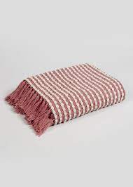 Woven Chenille Stripe Throw Blanket 150cm X 130cm Pink Striped Throw Blanket Throw Blanket Striped Throw