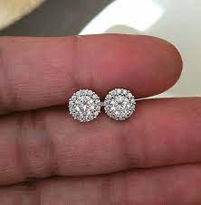 Sign in / create an account; 2 Ct Diamond Halo Stud Woman Earrings Screw Back In 14k White Gold Over Kyliesmithforeverdia Halo Earrings Studs Round Diamond Earrings Halo Diamond Earrings
