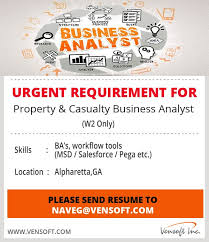 Property Casualty Business Analyst W2 Only Skills Ba S Workflow Tools Msd Salesforce Pega Etc Location A Business Analyst Business Rules Resume Skills