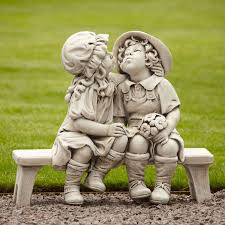 Perfect for your xeriscape plan. Boy Girl Stone Figurine Ornament Large Garden Statue