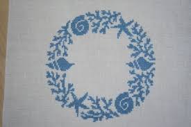 • kreuzstich • halbstich • rückstich • ma. Maritimer Kranz Kreuzstich Wandbild Deko Blau Kreuzstich Kreuze Wandbilder