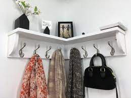 Corner Shelf With 8 Double Garment Hooks 20 Inch Rack In Any Etsy Corner Shelves Wall Storage Diy Wall Storage