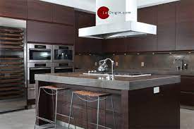 Subway tiles are a perfect match for dark wooden kitchen cabinets. Laorigin Laoriginonline Concrete Countertops Kitchen Dark Wood Kitchen Cabinets Dark Wood Kitchens